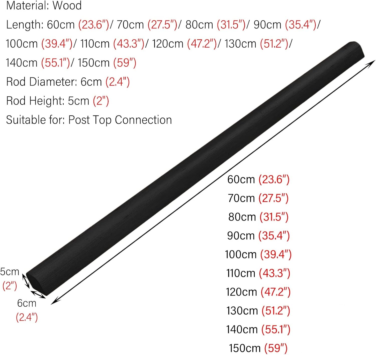 Black Square Spindle Baluster Post, Interior Exterior Garden Deck Step Railing Column/Post with Flat/Tilt Brackets & Screws, Vertical Staircase System Handrail(Handrail Length 90cm/35.4")