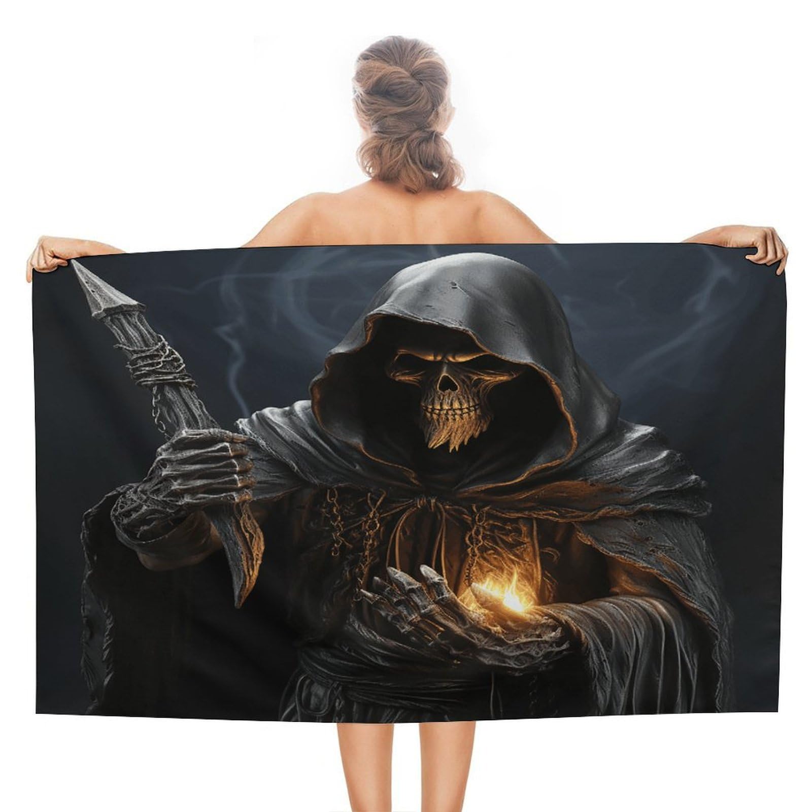 VstaDank Grim-Reaper Beach Towel 51x31 Inch Oversized Soft Bath Towel Luxury Plush Thick Hotel Swim Pool Towels Super Quick Dry Travel Towels for Camping Gym Sports Yoga