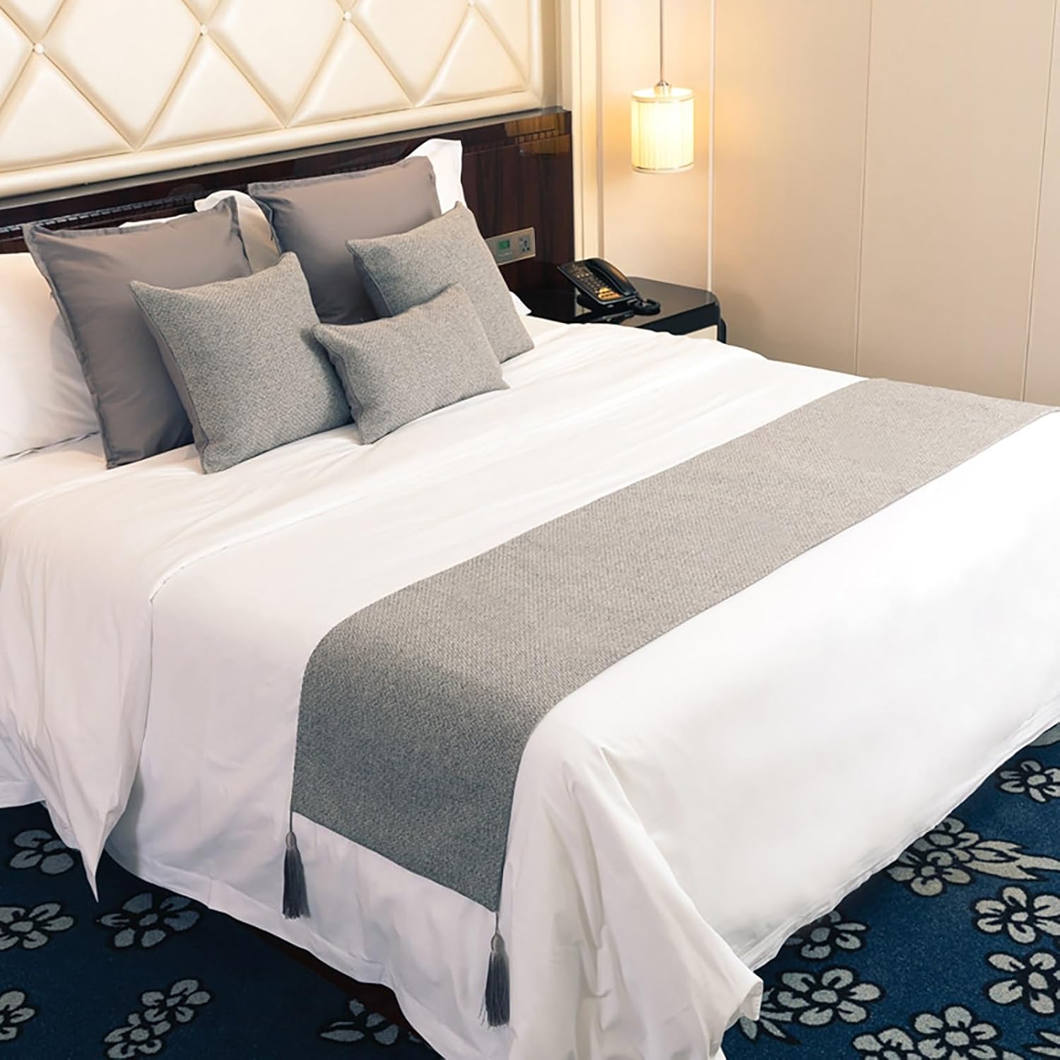 Bed Runners for Queen Size Bed, Orange Decorative Bedding Scarf Queen Bed Scarves and Pillowcases Double Sided Dual Purpose Bed End Towel for Hotels Homes(Beige,45 * 180cm for 150cm Bed)