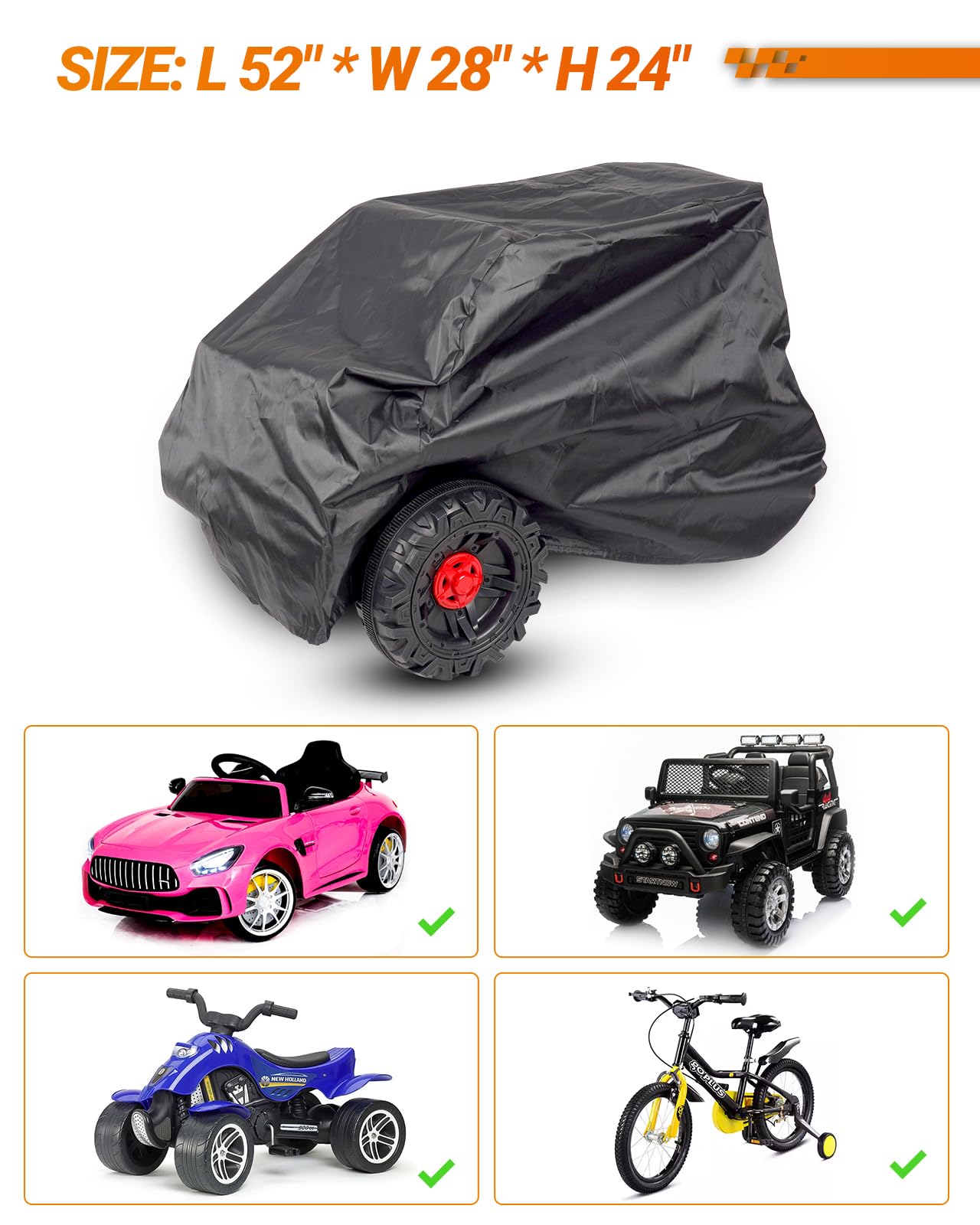 SEALIGHT Kids Ride-On Toy Car Cover, Outdoor Wrapper Resistant Protection for Electric Battery Powered Children Wheels Toy Vehicles - Universal Fit