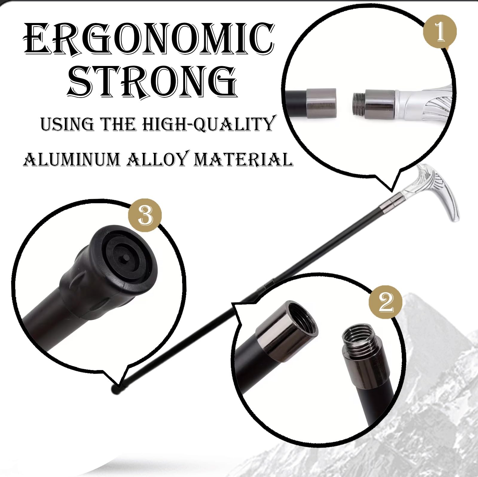 Elegante Bastón de Aleación, Bastón de Lujo de Dos Secciones para Caballeros, con Empuñadura en Forma de Cabeza de Águila, Ideal para Personas Mayores y Amantes de Las Actividades al Aire Libre.