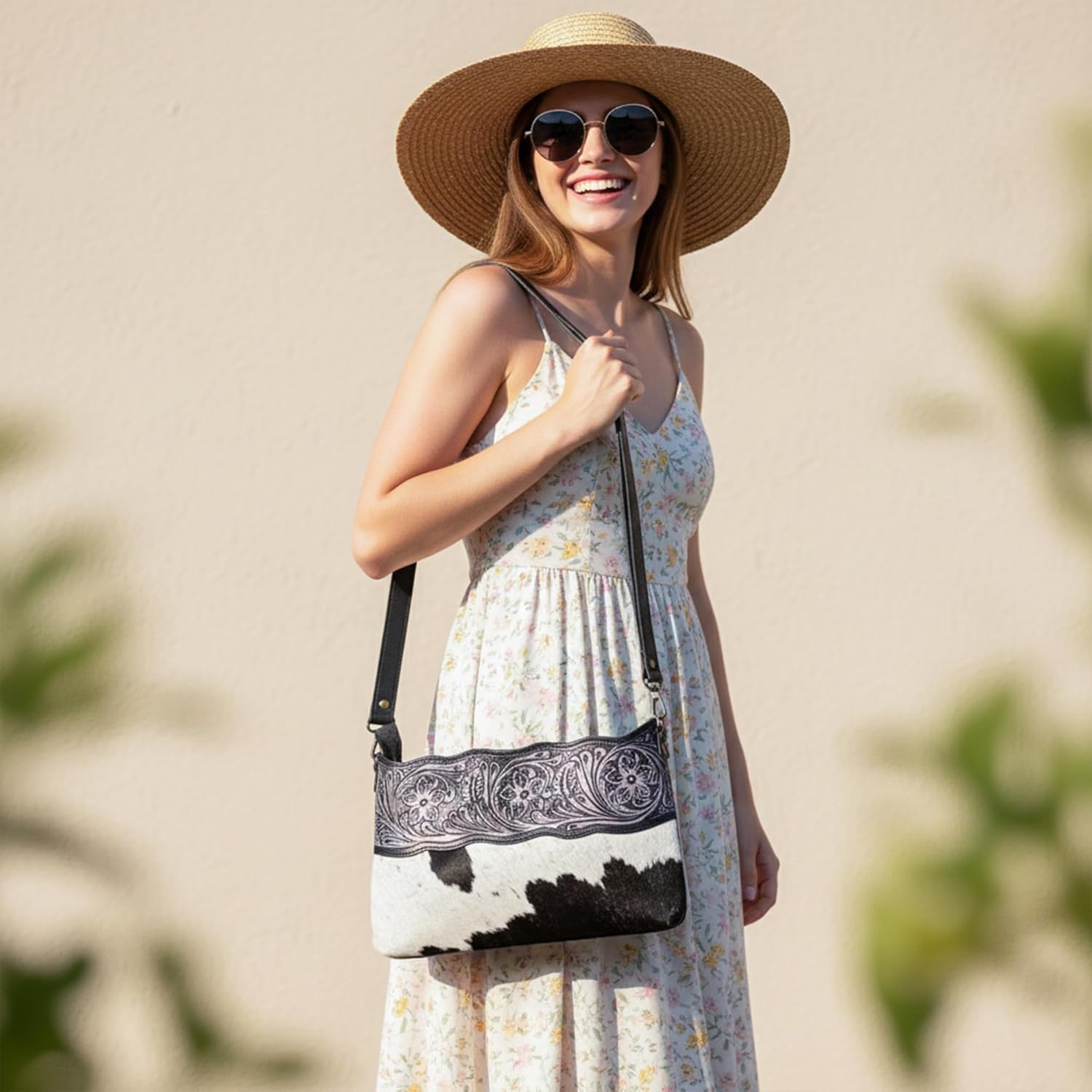 Merbaa Women Natural Cowhide Leather Hand Bag With Adjustable Detachable Strap Leather Massenger Handbag Purse Sling Bag - Image 2