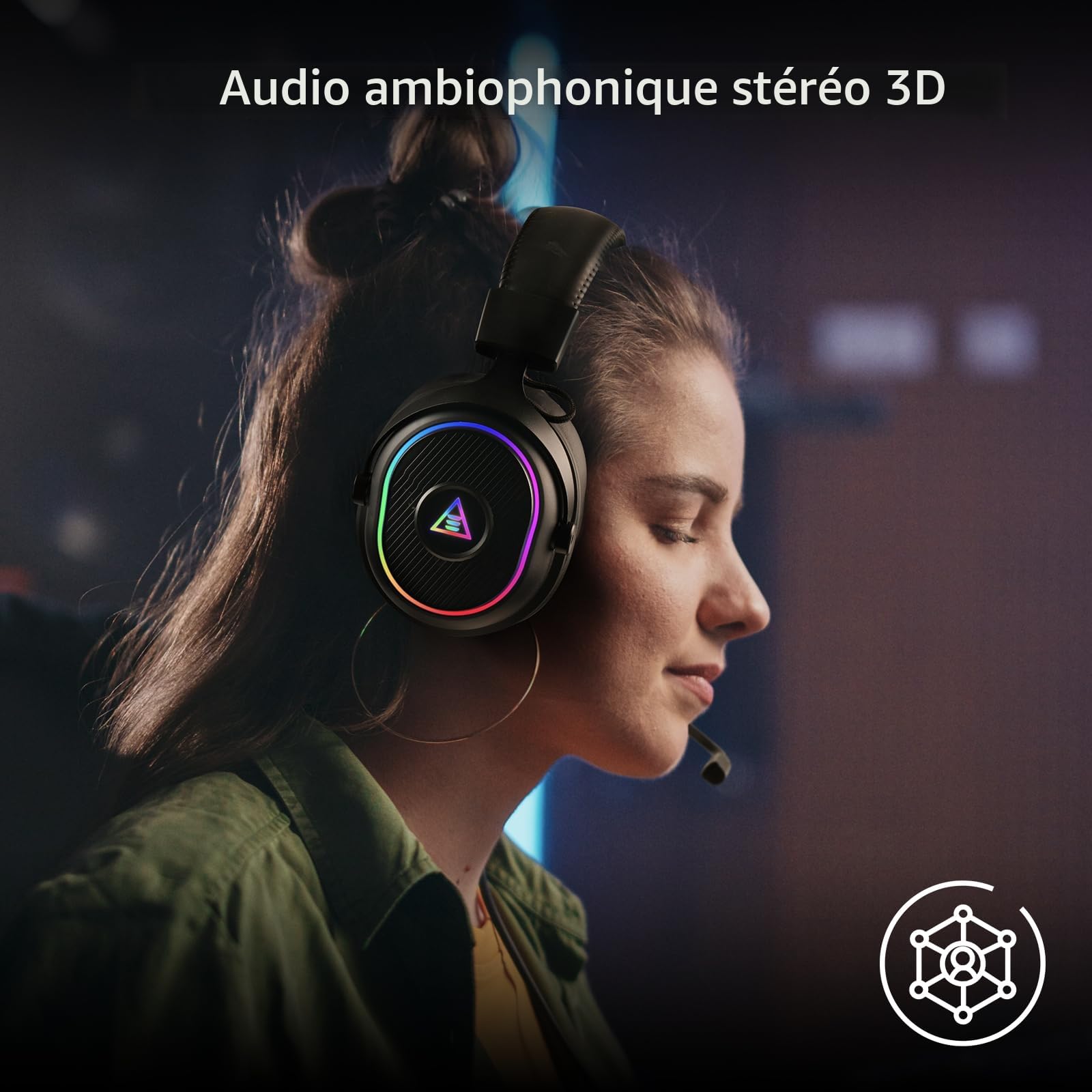 EKSA Casque Gaming sans Fil, 2,4 GHz Casque Gamer pour PS5/PS4/PC/Switch/Mac, Casque Bluetooth 5.3 avec Microphone, Latence de 30MS, Durée D'utilisation Maximale 80H, RVB, USB&USB-C