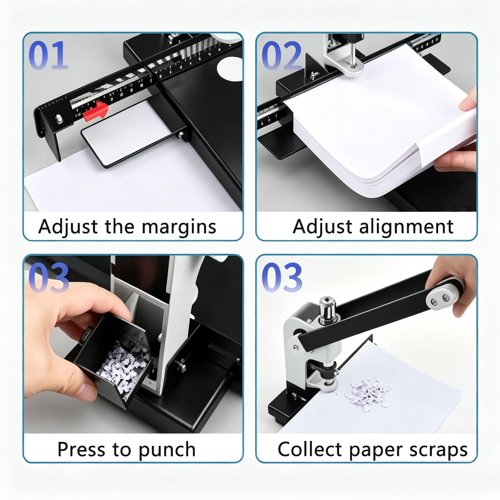 Macchina Perforatrice Multifunzione A Foro Singolo, Perforatrice Manuale A Foro Rotondo, Spessore Di Perforazione Fino A 30 Mm, Margine Regolabile Entro 28 Mm, Per Carta, Etichette, Tessuti