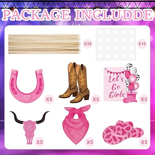 Miniatura 3 de Yeaqee 35 piezas de centro de mesa de fiesta de vaquera, centros de mesa occidentales para mesas, discoteca, vaquera, decoración de fiesta