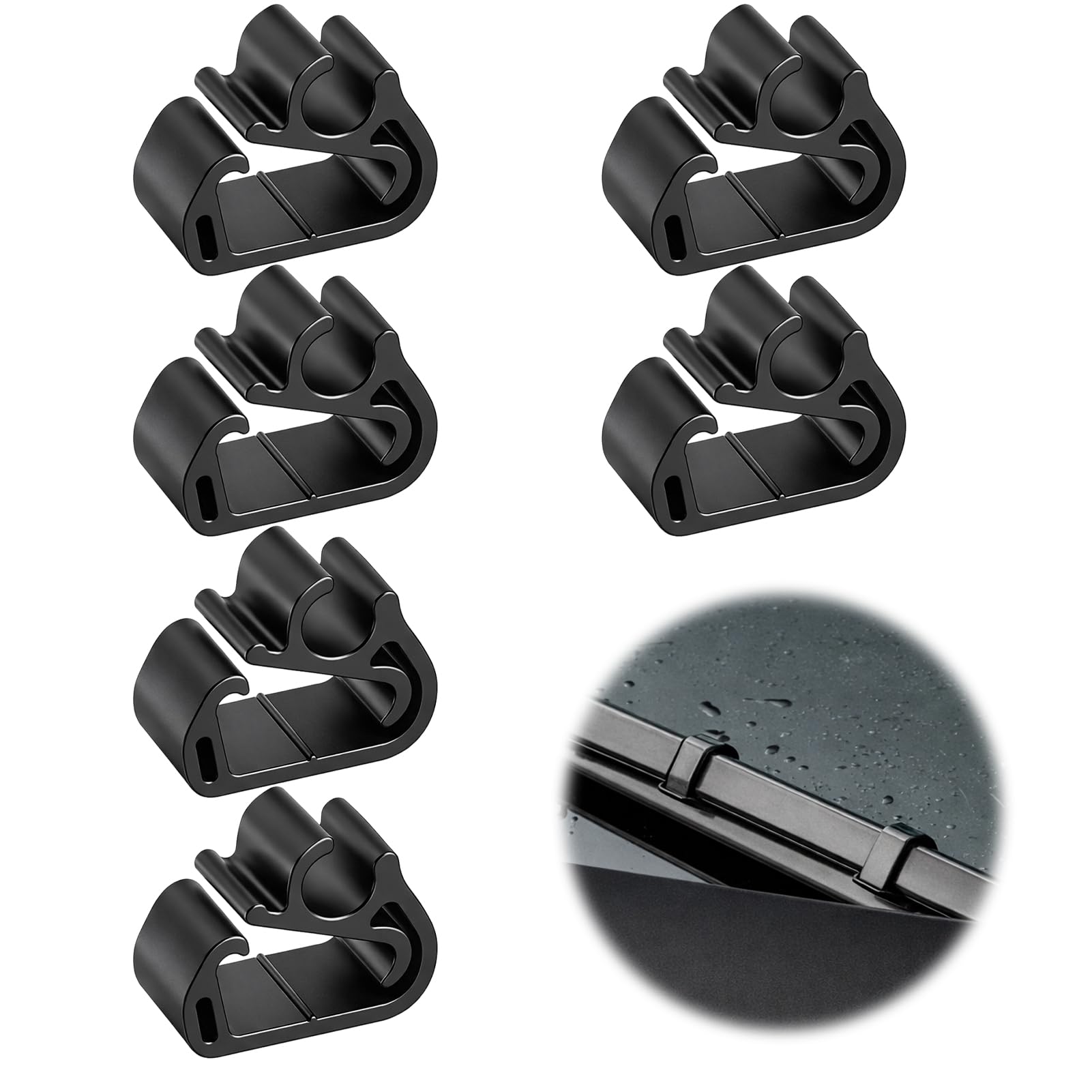 Clips de Sujección Para Limpiaparabrisas Delantero, Clips de Fijación Negro, 6pcs, Instalación Rápida y Segura para Brazos y Tuberías de Limpiaparabrisas