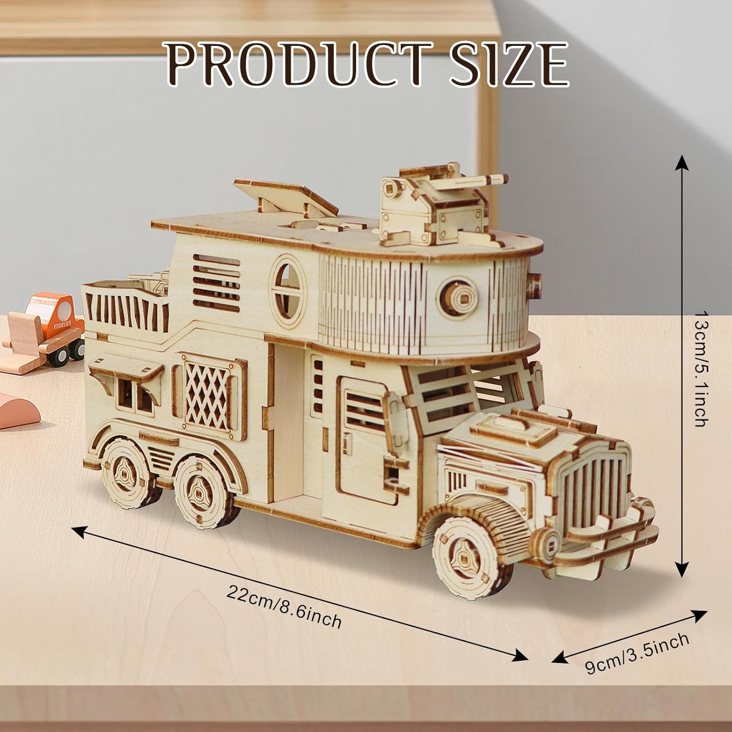 3D Wooden Puzzle for Adults, DIY Motor Home Model, Creative Assembly Model Building for Adults, DIY Assembly Puzzle, Woodcraft Kit for Christmas Day - Image 2