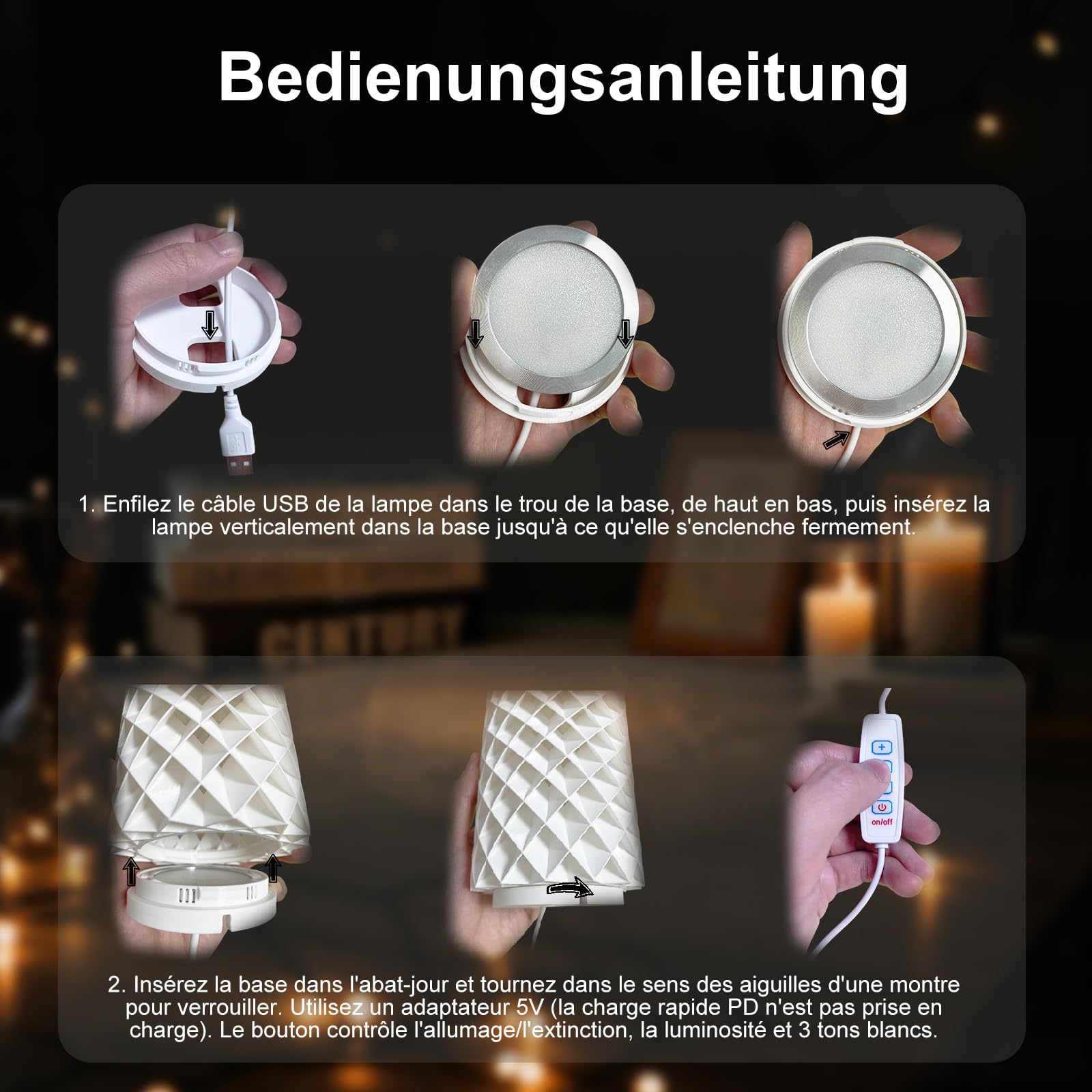 5 pièces Kit de lampes LED 001, 3 couleurs LED Lamp Kit pour Bambu Lab P2S X1 P1P A1 H2C, compatible Anycubic imprimante 3D, pièces détachées DIY, 5V USB, lumière chaude 3000K