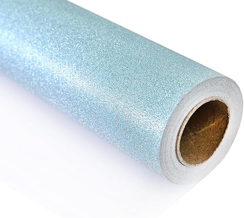 Miniatura 1 de Blavermant Mini rollo de papel de regalo con purpurina, 17 pulgadas x 33 pies, papel de regalo cian perfecto para bodas, cumpleaños, Navidad, baby