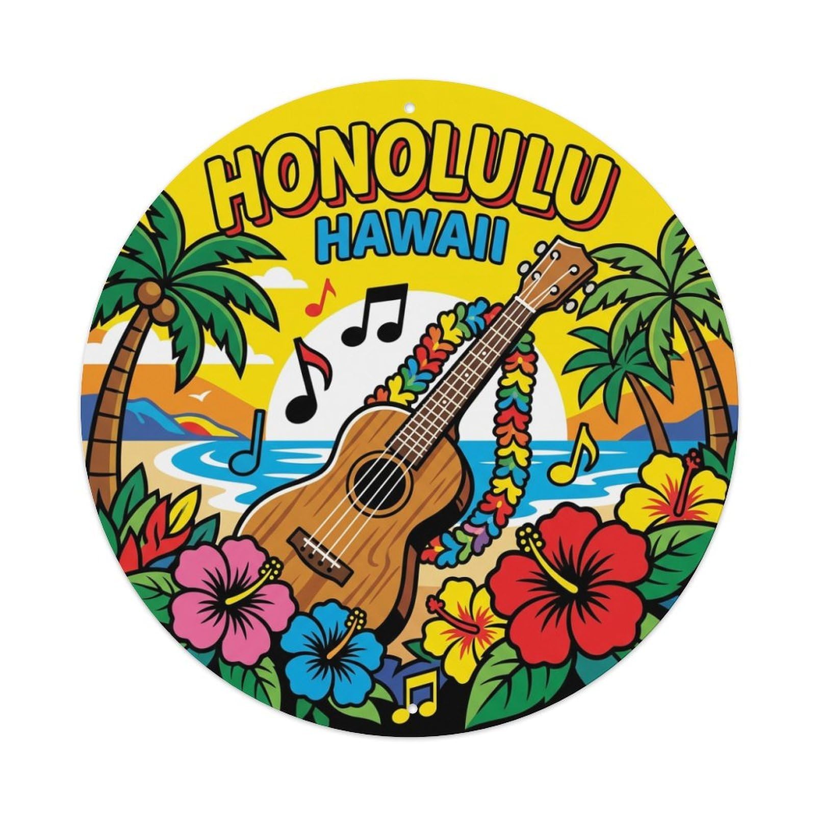 Este 8X8inch Style Vintage Travel Honolulu Hawaii Rhythm Metal Tin Sign