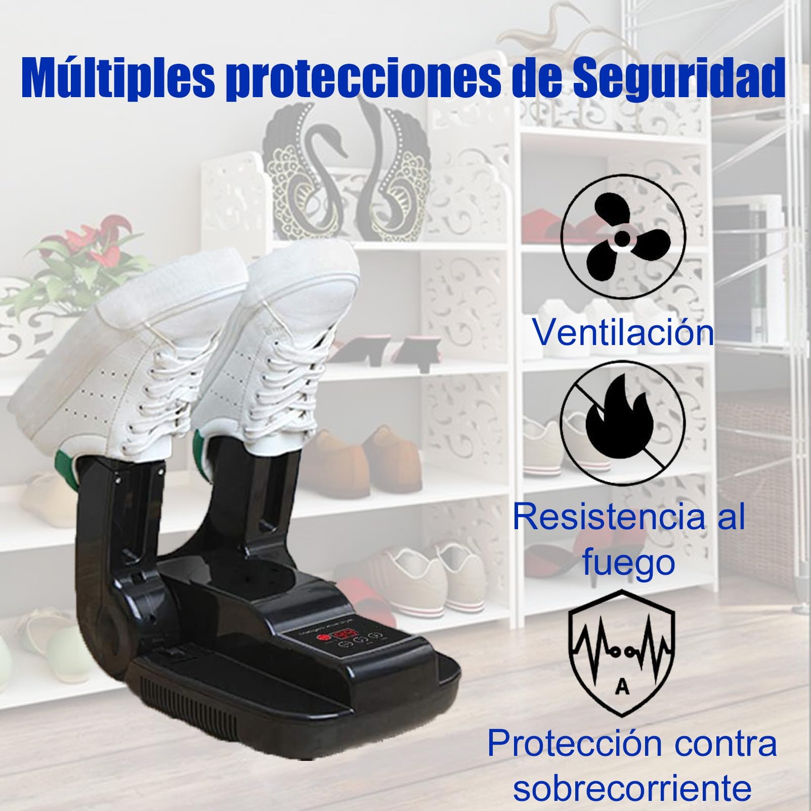 Secador de botas y zapatos, secador de guantes, estante ajustable portátil, temporizador, diseño plegable, secado rápido para zapatos, guantes, sombreros, calcetines Secador de botas y zapatos