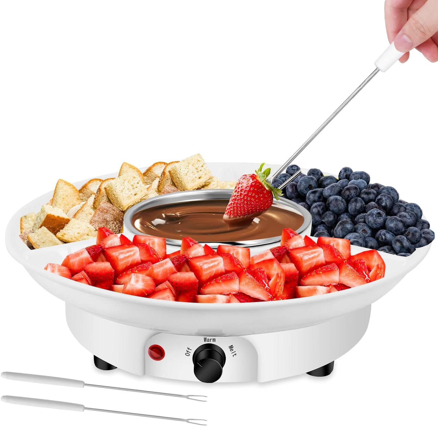 Electric Fondue Pot Set, Chocolate Cheese Fondue Set, Hot Chocolate Machine, Fondue Maker, Detachable Serving Trays with 2 Roasting Forks, Aluminum Pot for Candy,Ice Cream, Kitchen Appliances Electric Fondue Pot Set, Chocolate Cheese Fondue Set, Hot Chocolate Machine, Fondue Maker, Detachable Serving Trays with 2 Roasting Forks, Aluminum Pot for Candy,Ice Cream, Kitchen Appliances