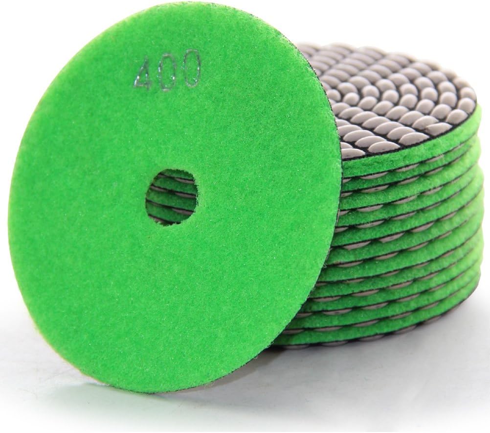 4 Inch Diamond Dry Polishing Pads Tools for Marble Granite Stone (Grit 50, Pack of 10, Standard A)