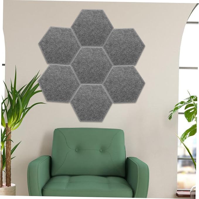 Paneles Acústicos Hexagonales DECHOUS 8 Piezas en Fieltro Gris Oscuro para Reducción de Ruido y Absorción de Sonido miniatura 4