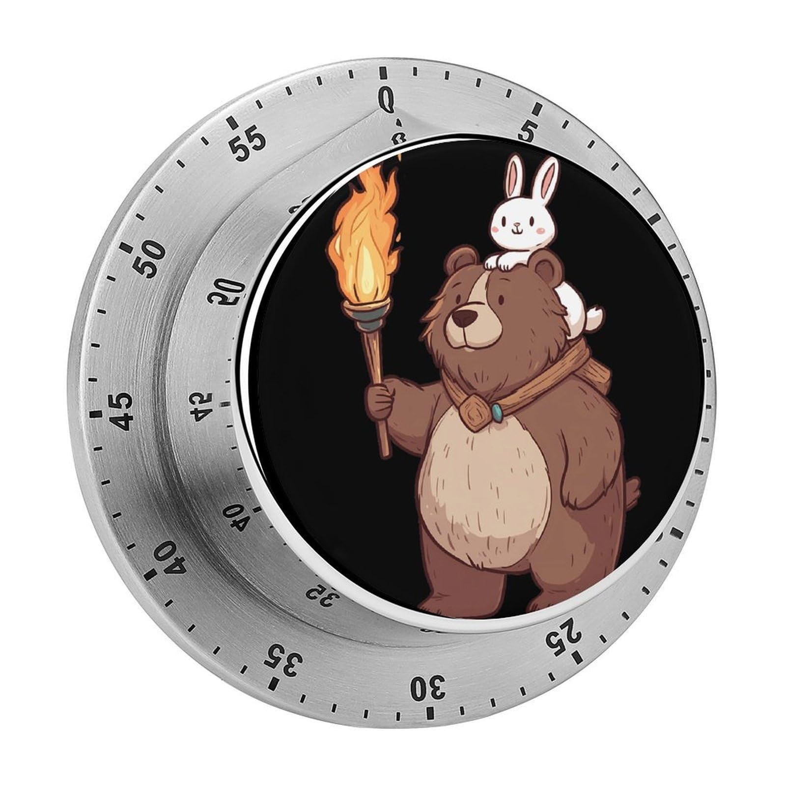 Bear Rabbits Expedition Mechanical Timer with Alarm for Kitchen Cooking Productivity Stainless Steel Timers