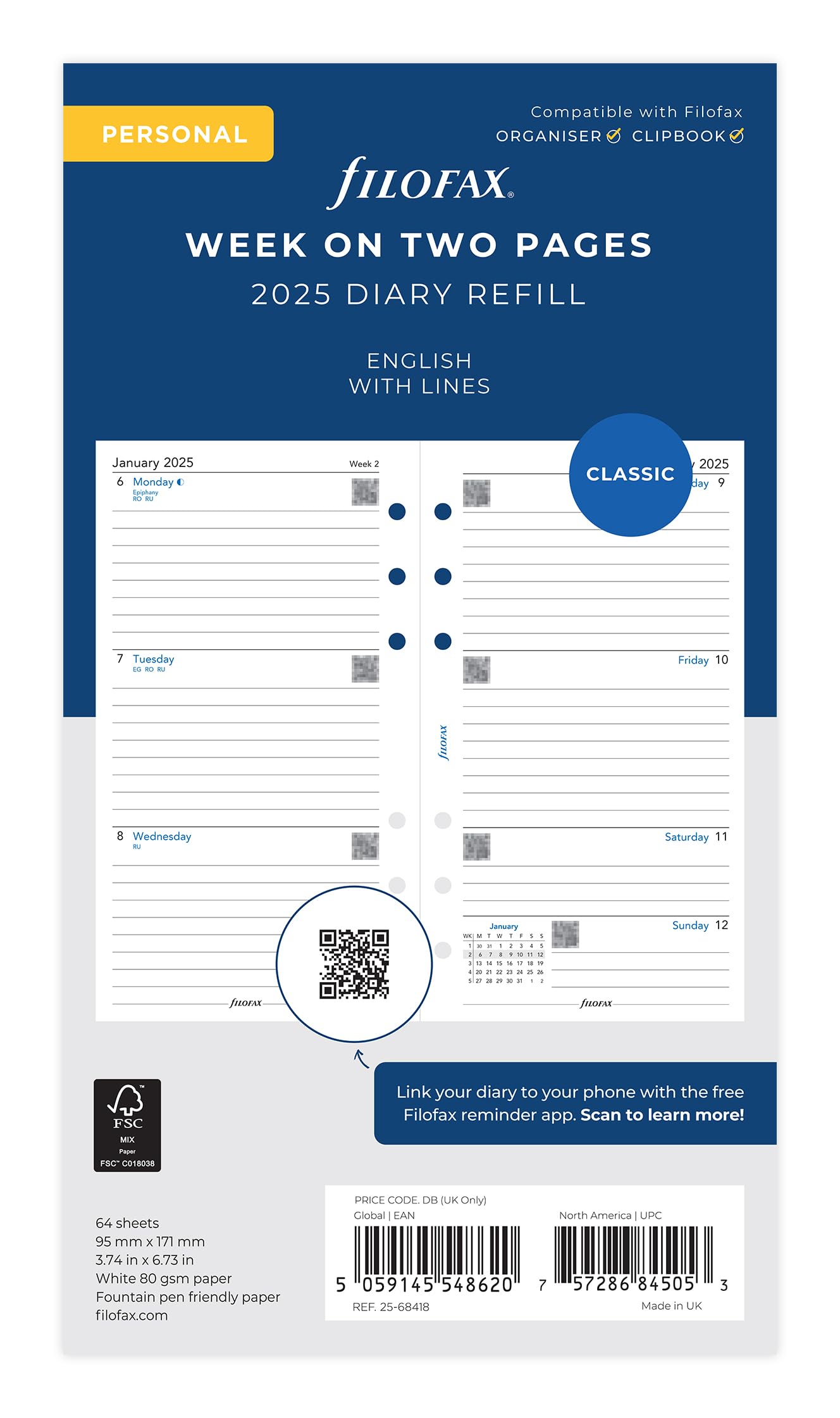 Amazon.co.jp: ファイロファックス システム手帳 リフィル 2025年 1月