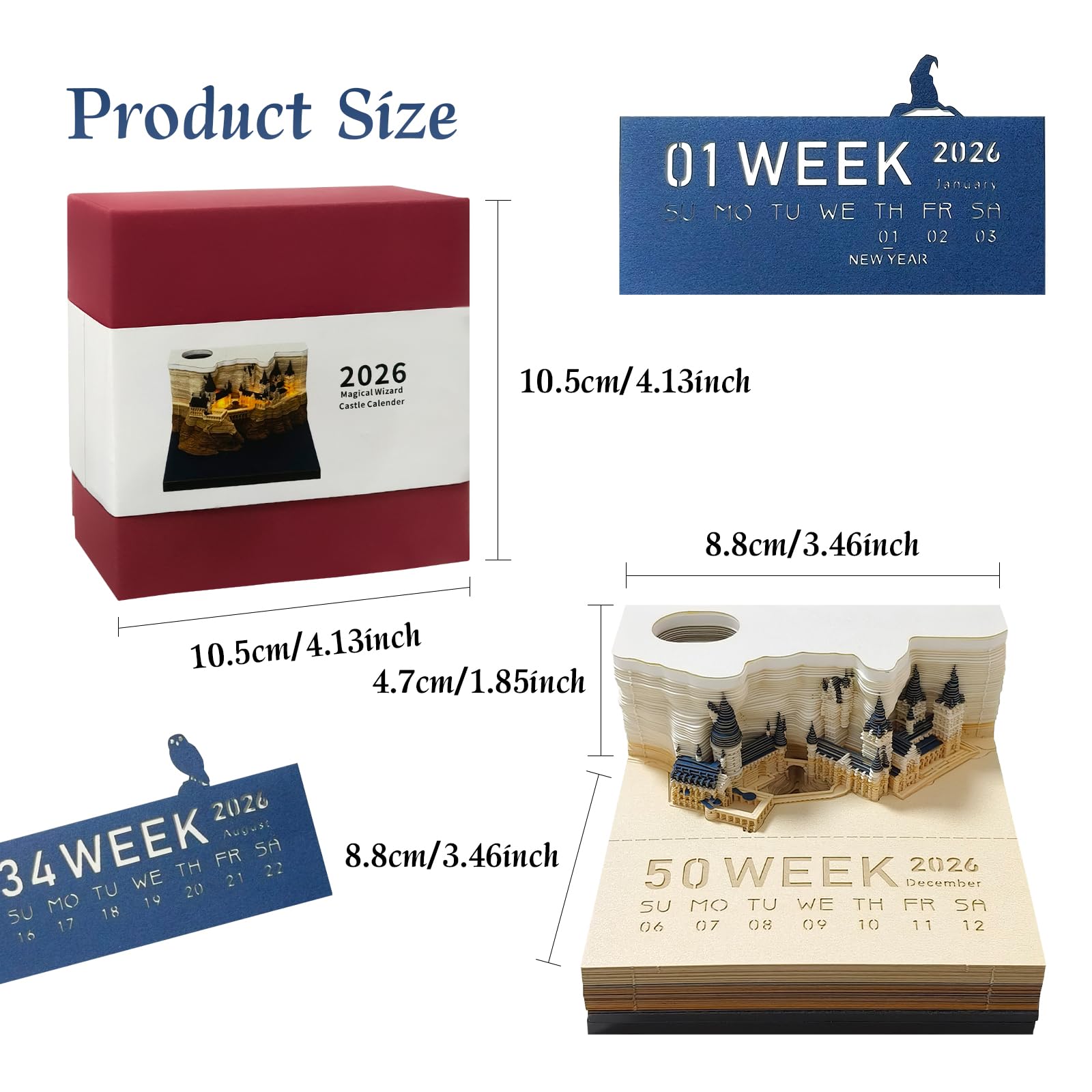 2025 Time Piece Calendar Paper Carving Art Memo Pad Notepad 3D Desk