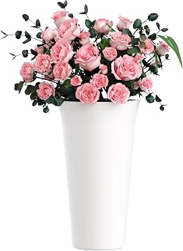1 Pc Vases Flower Buckets, Tabletop Rustic Floral Buckets for Home Bridal Shower Festival Decorations, White