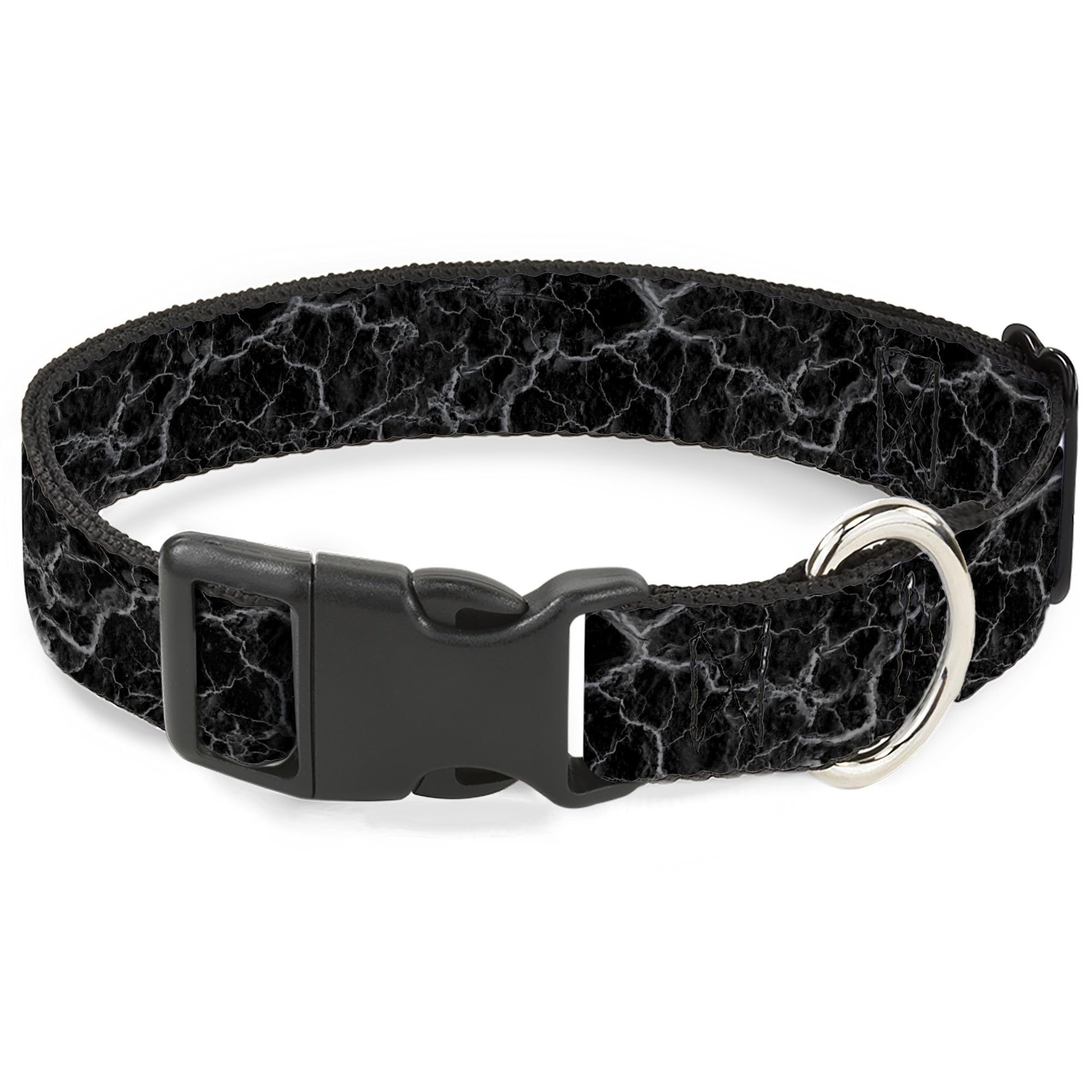 Collier chien boucle plastique marbre noir Buckle-Down