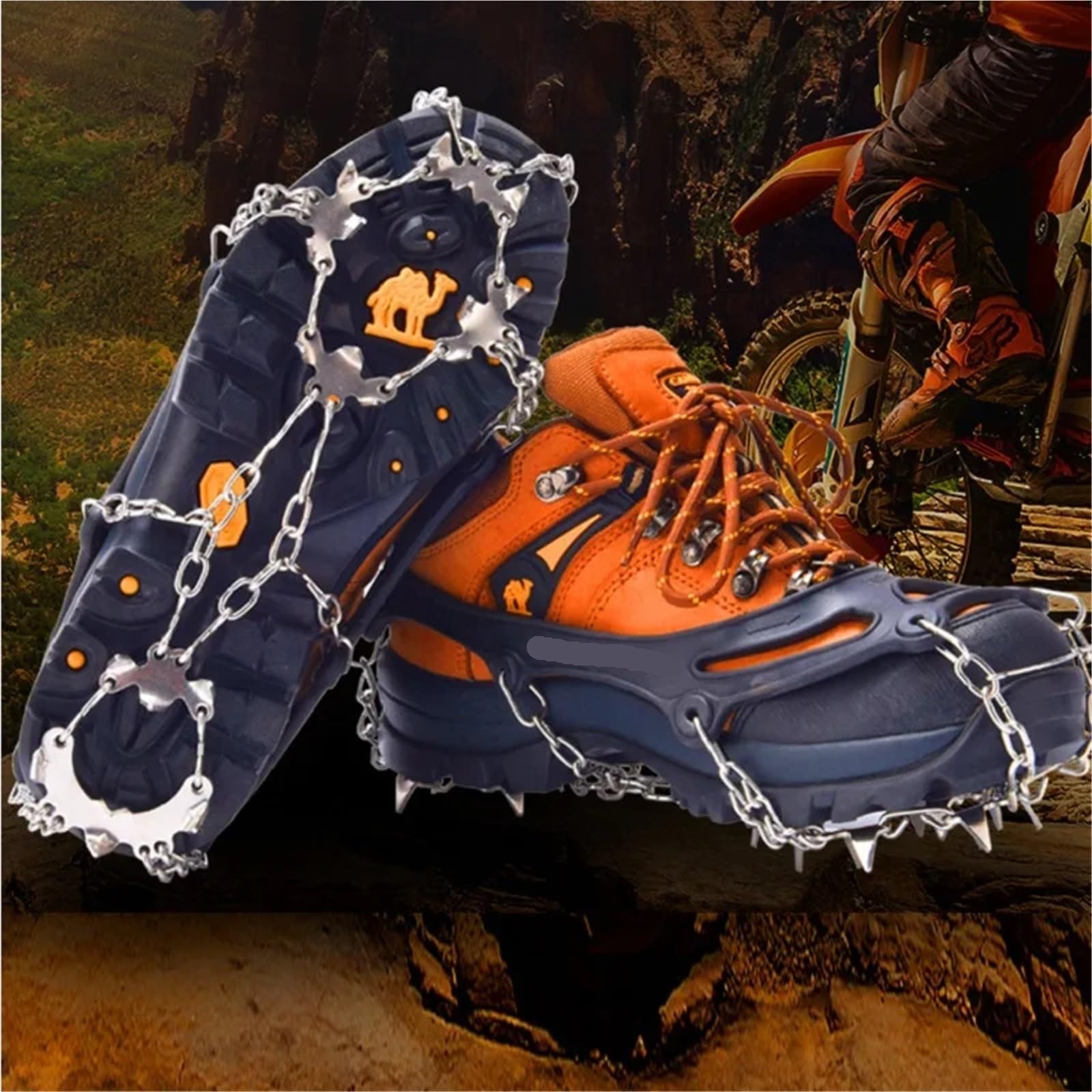 1 paio 19 borchie antiscivolo neve ghiaccio pinza scarpe da arrampicata punte tacchetti soprascarpe ramponi chiodate M/L/XL per Scarpe da Neve, Protezione sicura