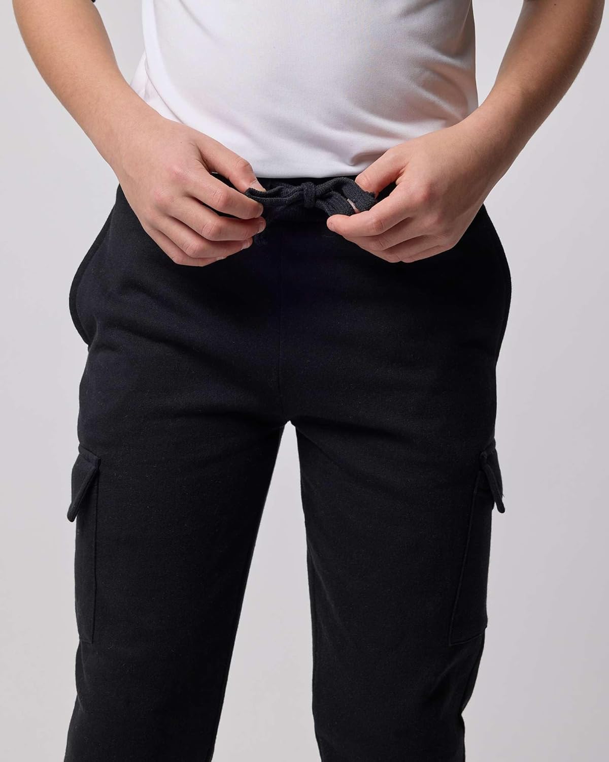 Real Essentials 3 Pack: Boys' Cotton Fleece Cargo Joggers Athletic Sweatpants - Kids Casual Sports Pants Pockets (Ages 6-16) - Image 5