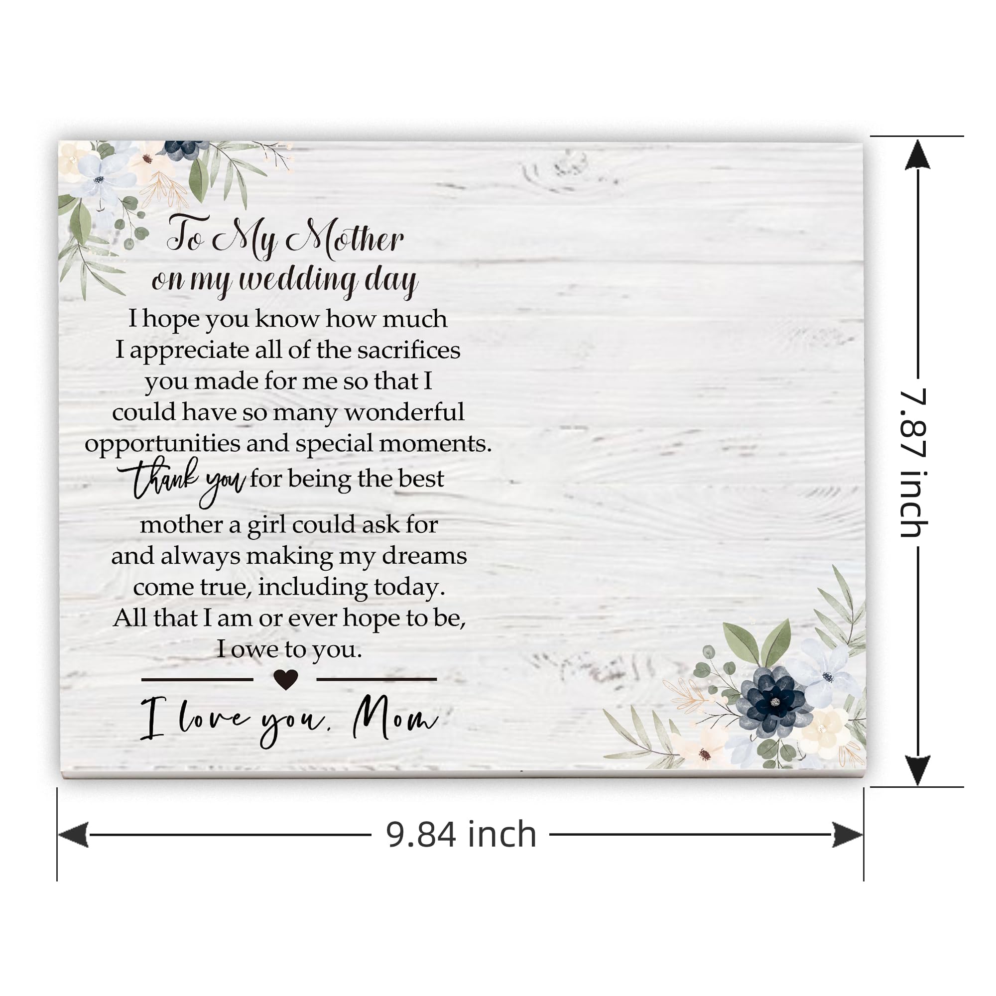 Cornice in legno per foto da 15,2 x 10,2 cm, regalo di ringraziamento per mamma, per mia madre il giorno del matrimonio, decorazione da scrivania per ricordi di nozze