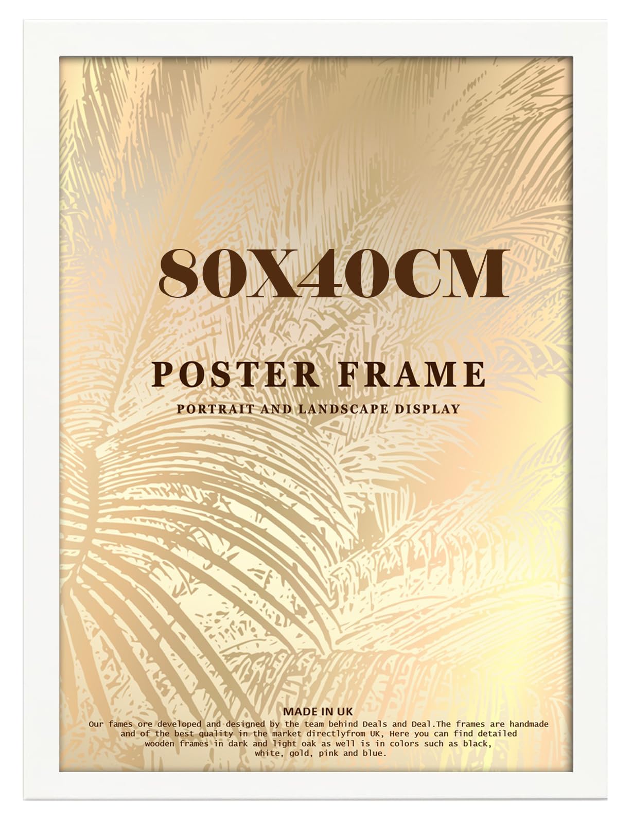 DEALS ON DEAL® Modern Large Poster Frame 80x40cm MDF Wooden Picture Frame for Jigsaw Puzzles Shatter-Proof Acrylic Front Vertical/Horizontal Mounting for Home & Office Décor White