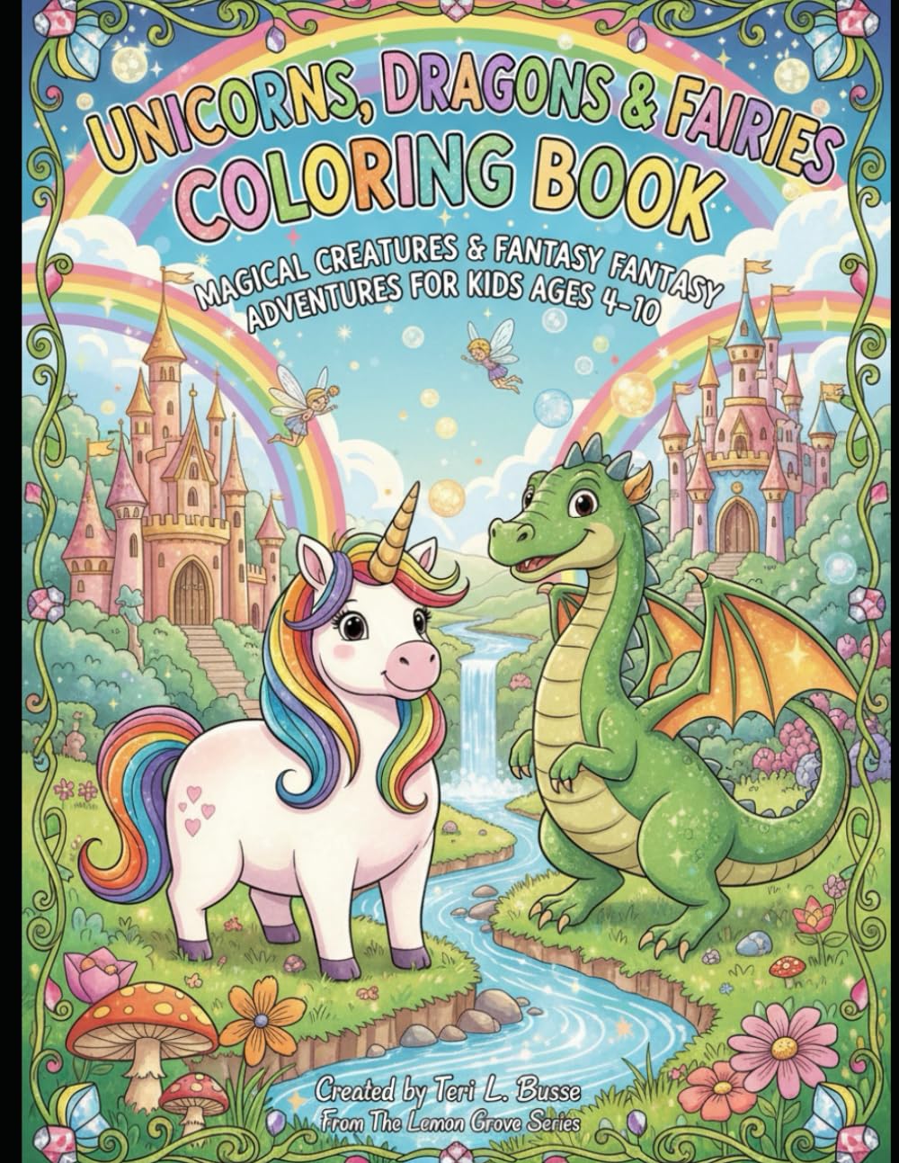 Unicorns, Dragons & Fairies Coloring Book: Magical Creatures, Fantasy Worlds & Cute Adventures for Kids Ages 4–10 (Solyn and Friends)