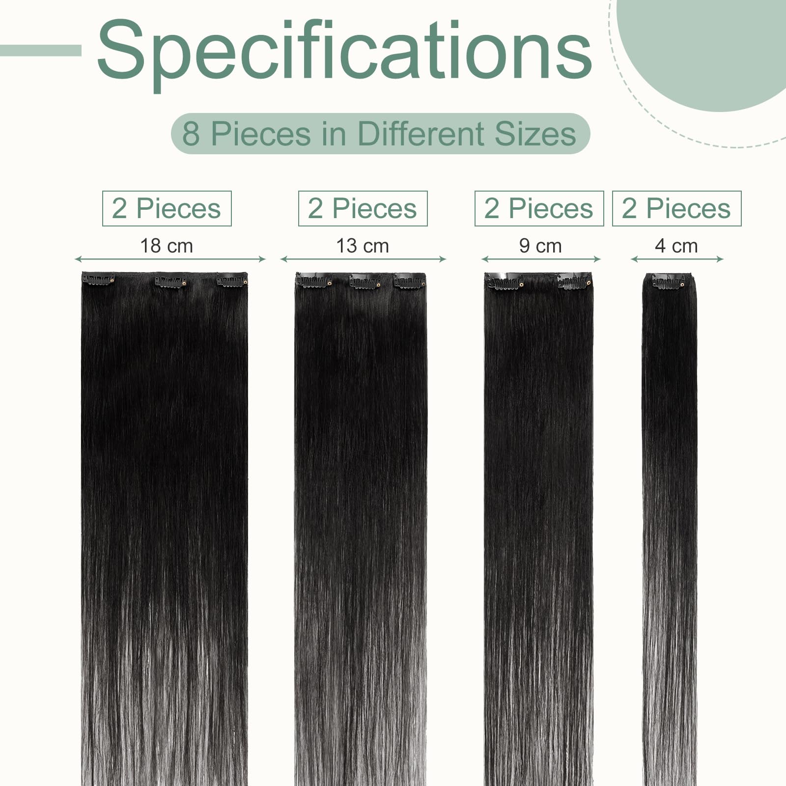 Hair Extensions Clip in Black Remy Human Hair Extensions 18 Inch Straight Clip in Human Hair 8pcs Seamless Real Natural Hair - Image 4