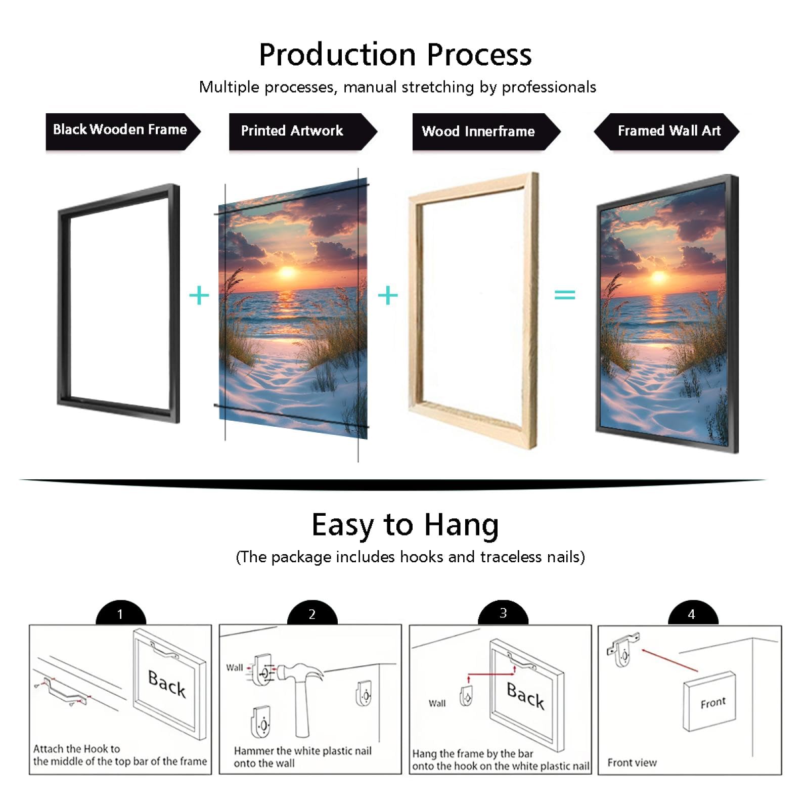 Via Vela Strand Sonnenuntergang Leinwand Wandkunst Küste Weg Bilder Kunstwerk Drucke Entspannen Meer Poster Malerei für Wohnzimmer Schlafzimmer Wohnkultur 80x120cm mit schwarzem Rahmen
