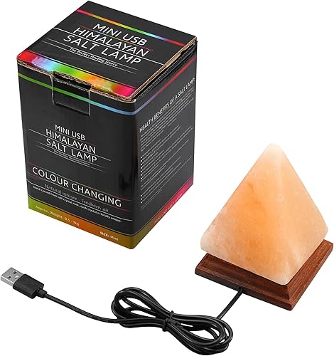 Miniatura 7 de AMIR Lámpara de sal piramidal, 8 colores cambiantes, lámpara de sal del Himalaya, lámpara de roca de cristal, lámparas de sal USB liberan iones