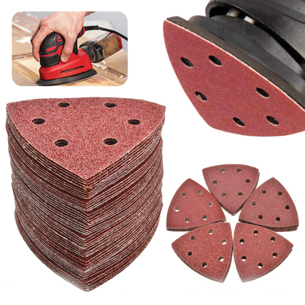 Disco de lijado triangular de 100 Uds, 90mm, lijadora Delta, gancho, papel de lija, herramientas abrasivas para lijar, grano 40-2000,120