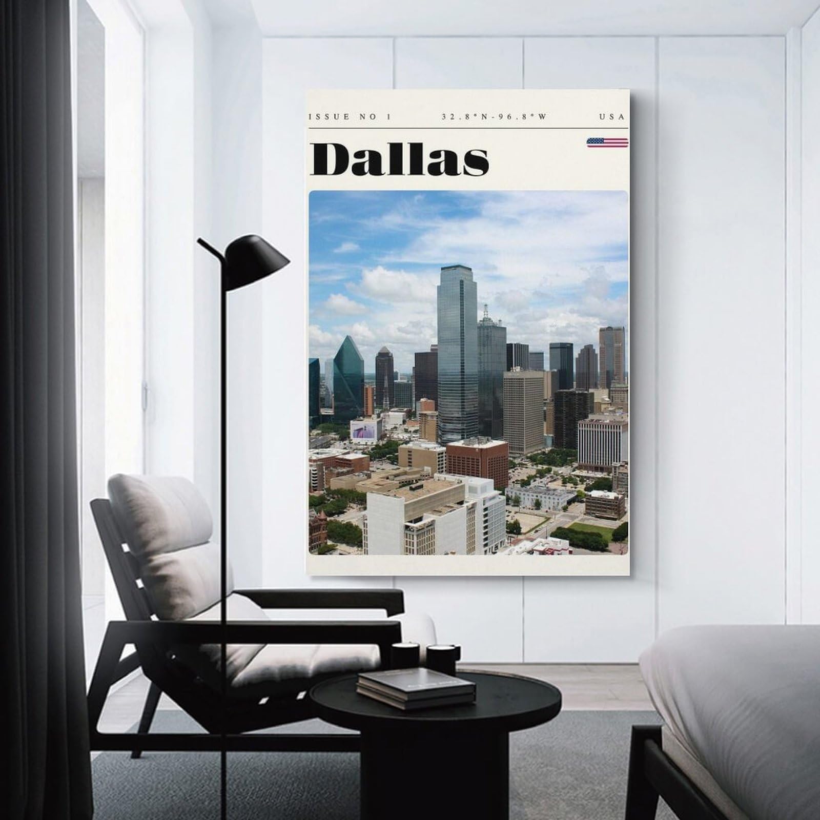 Junmoney Dallas Texas Travel Art Canvas Wall Picture 20x30inch(50x75cm), for Picture Wall Styling in Lounge Or Bedroom, Decorative Artwork with Flexible Styling