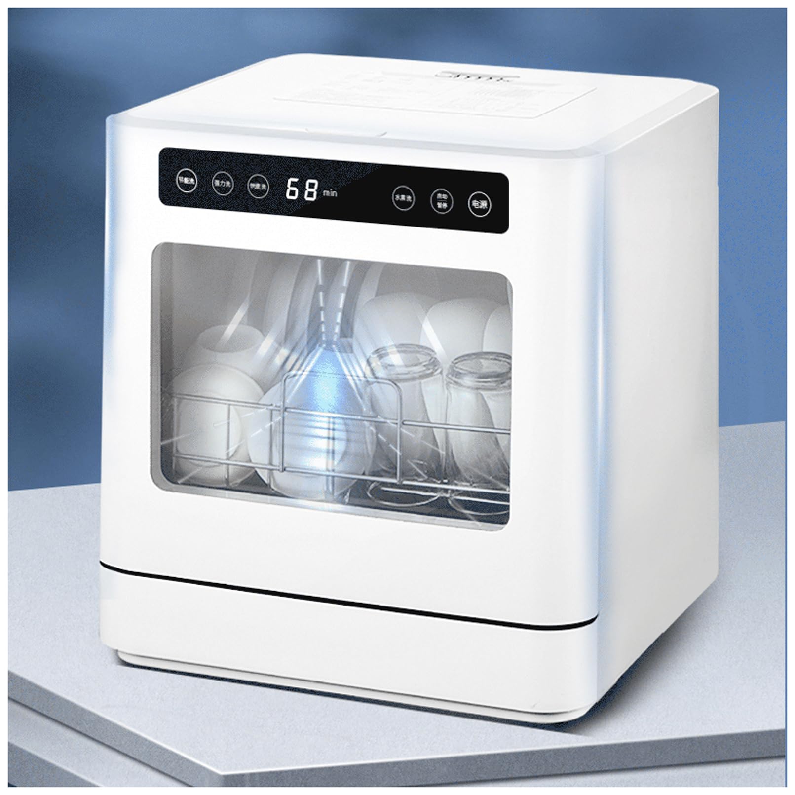 Lavastoviglie portatile, mini lavastoviglie con serbatoio d'acqua, piccola pulizia completamente automatica 5 modalità di pulizia per appartamenti, dormitori, camper