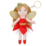 June Garden 7" Enchanted Garden Fairy Doll Orla - Plush Soft Keychain for Girls - Red