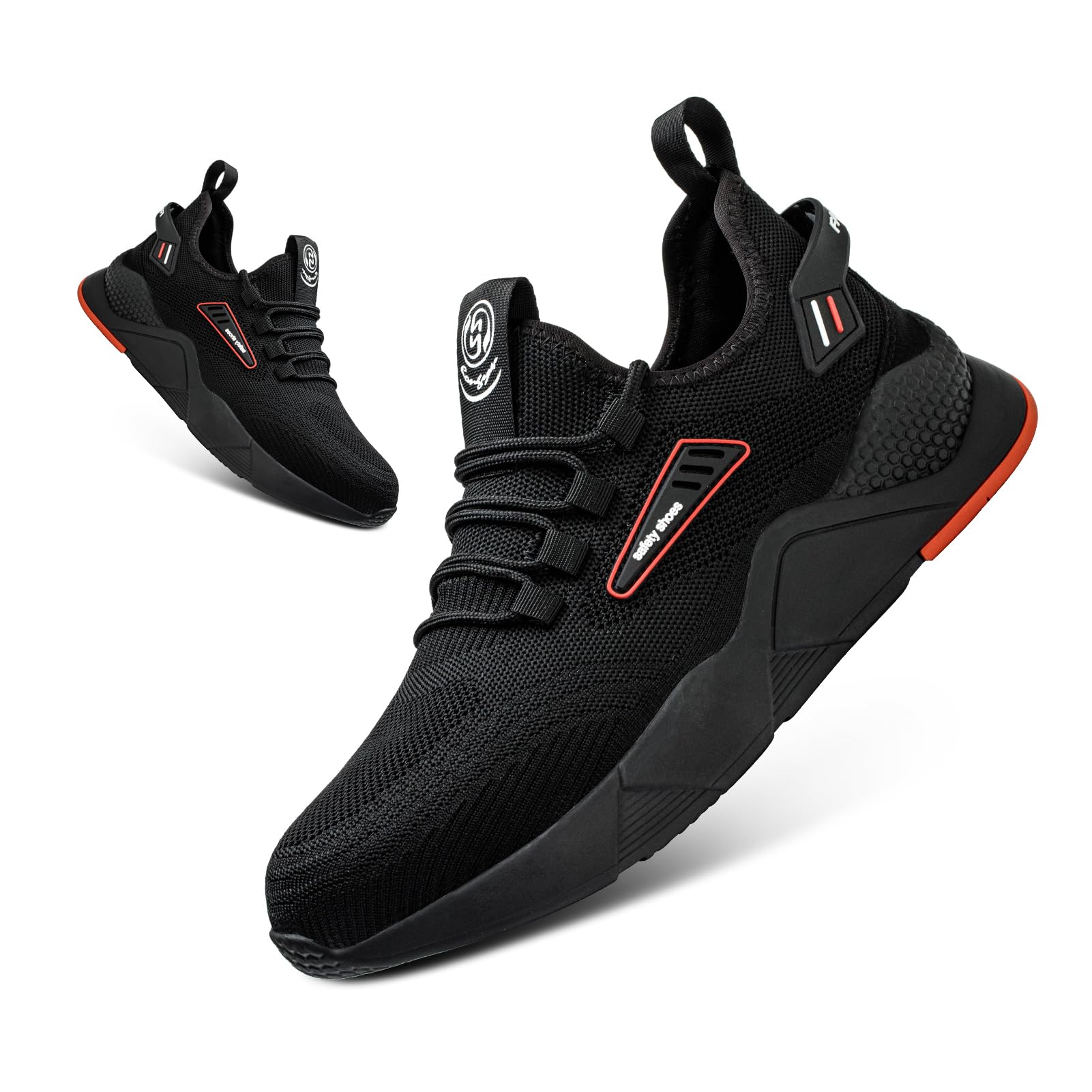 Hitmars Obuwie ochronne męskie buty bezpieczne damskie buty robocze bezpieczne sznurowadła do koszykówki kuchnia czarne EU36-48, Czarny koszyk bezpieczeństwa B, 47 EU