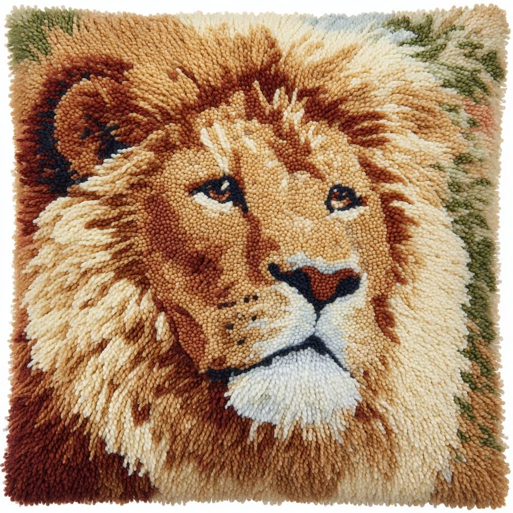 WallustrioaW Latch Hook Cushion Kits 17x17in,Animal Lion