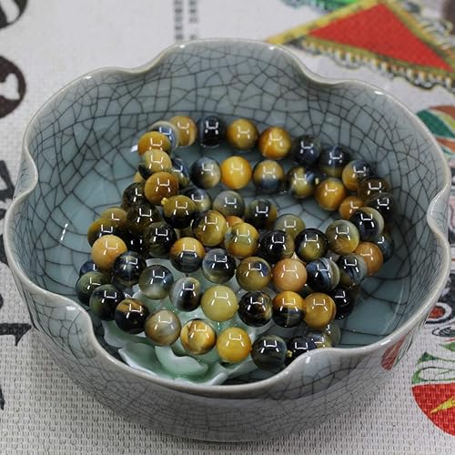 Miniatura 4 de Amandastone Pulsera elástica de cuentas redondas de 0.394 in con piedras preciosas naturales de 7 pulgadas