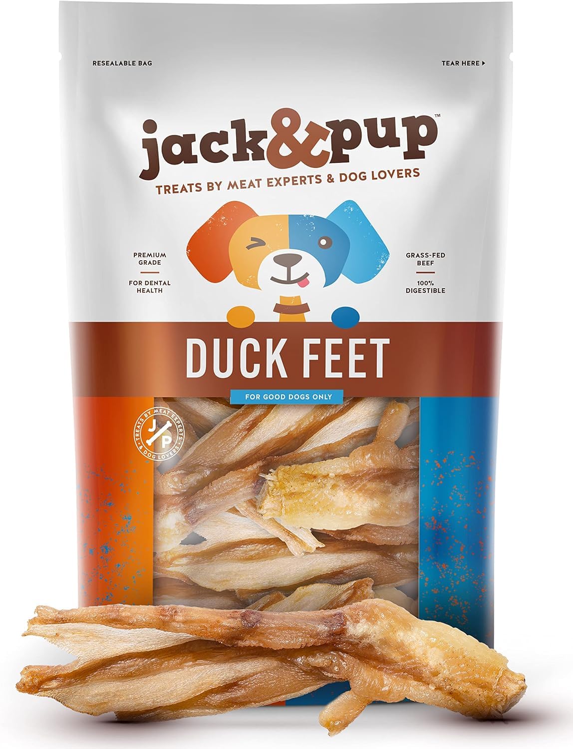 Jack&Pup Duck Feet for Dogs (1kg), Single Ingredient, Air Dried Duck Treats for Dogs Big and Small, High in Protein