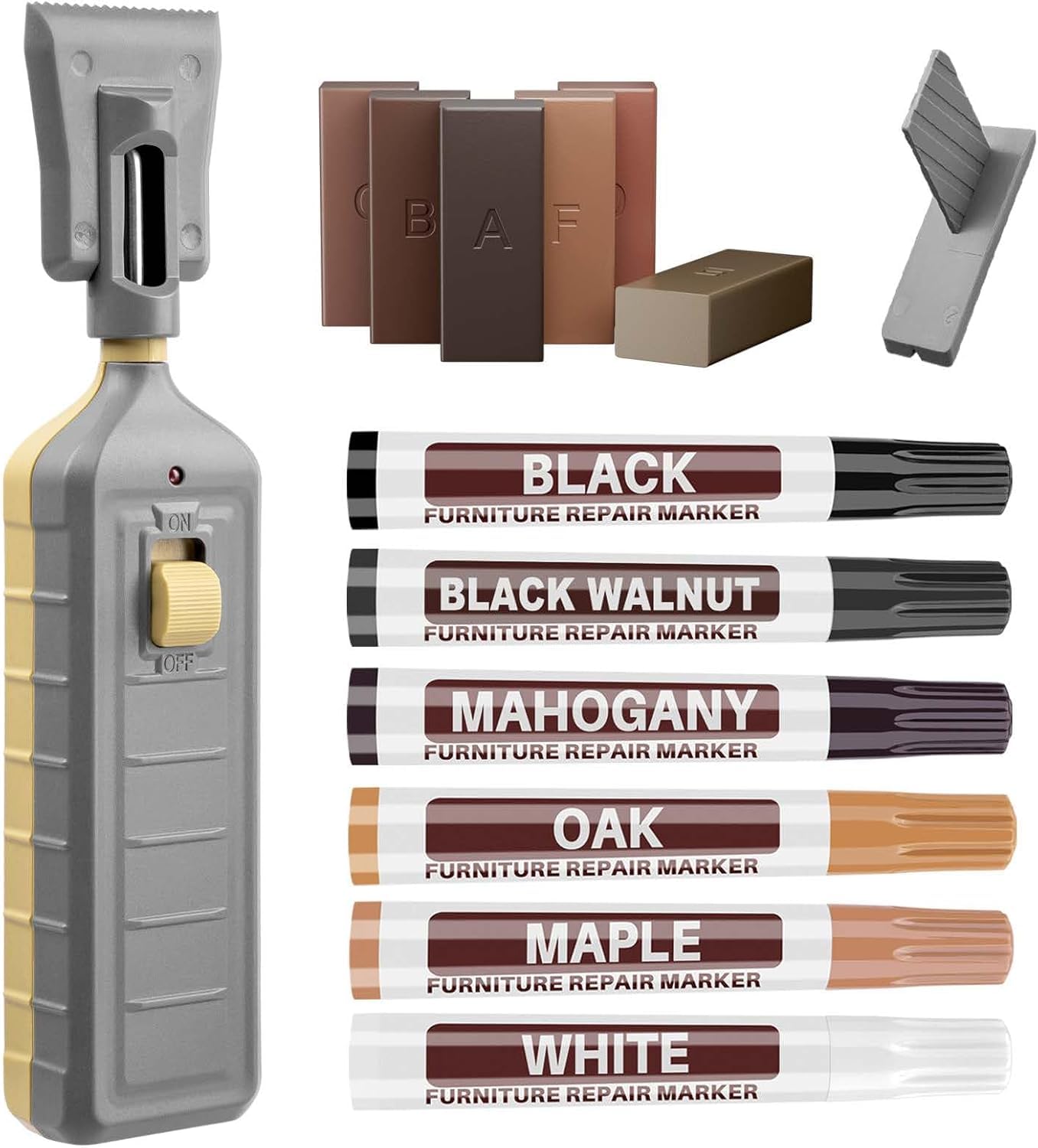 Floor Repair Kit with Heat Pen, 6 Colors Wood Markers for Vinyl, Laminate, Hardwood Scratches