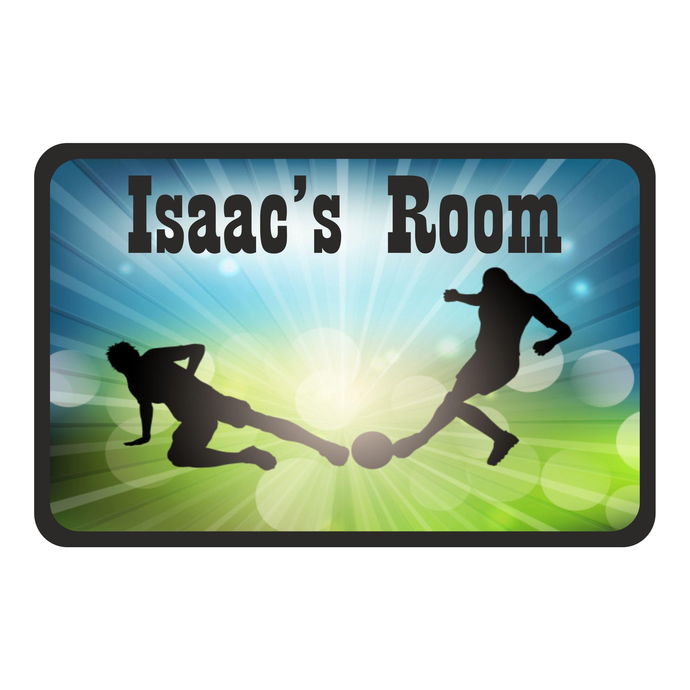 Silhouette Footballers Kids Bedroom Door Sign Personalised For You - Any Name! Door Plaque,Girls/Boys,Nursery,Decor,Kids Room,Football