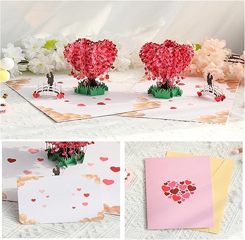Miniatura 5 de Tarjeta de regalo para el día de San Valentín para ella, tarjeta desplegable de aniversario, tarjetas de felicitación 3D hechas a mano con sobre,
