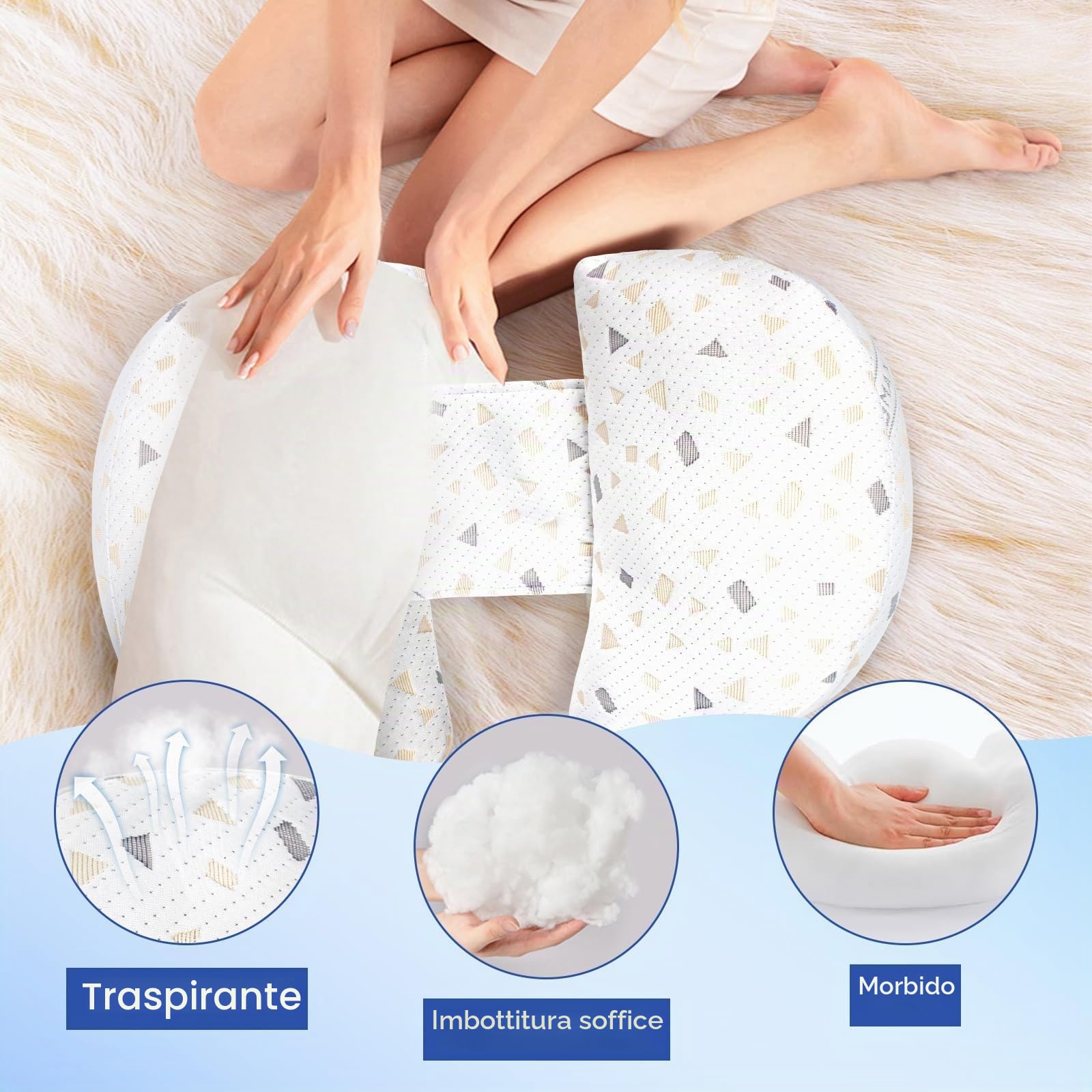 Pregnancy Pillow for Pregnant Women, Soft Pregnancy Pillow, Support for Back, HIPS, Legs, Maternity Pillow with Removable and Adjustable Pillowcase