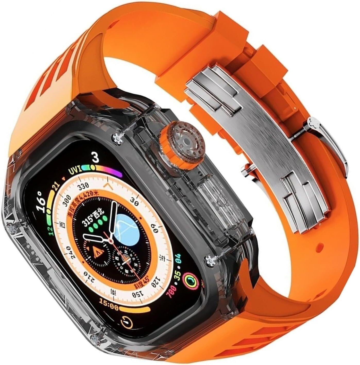 Bracelet Apple Watch 45mm antichoc en caoutchouc transparent