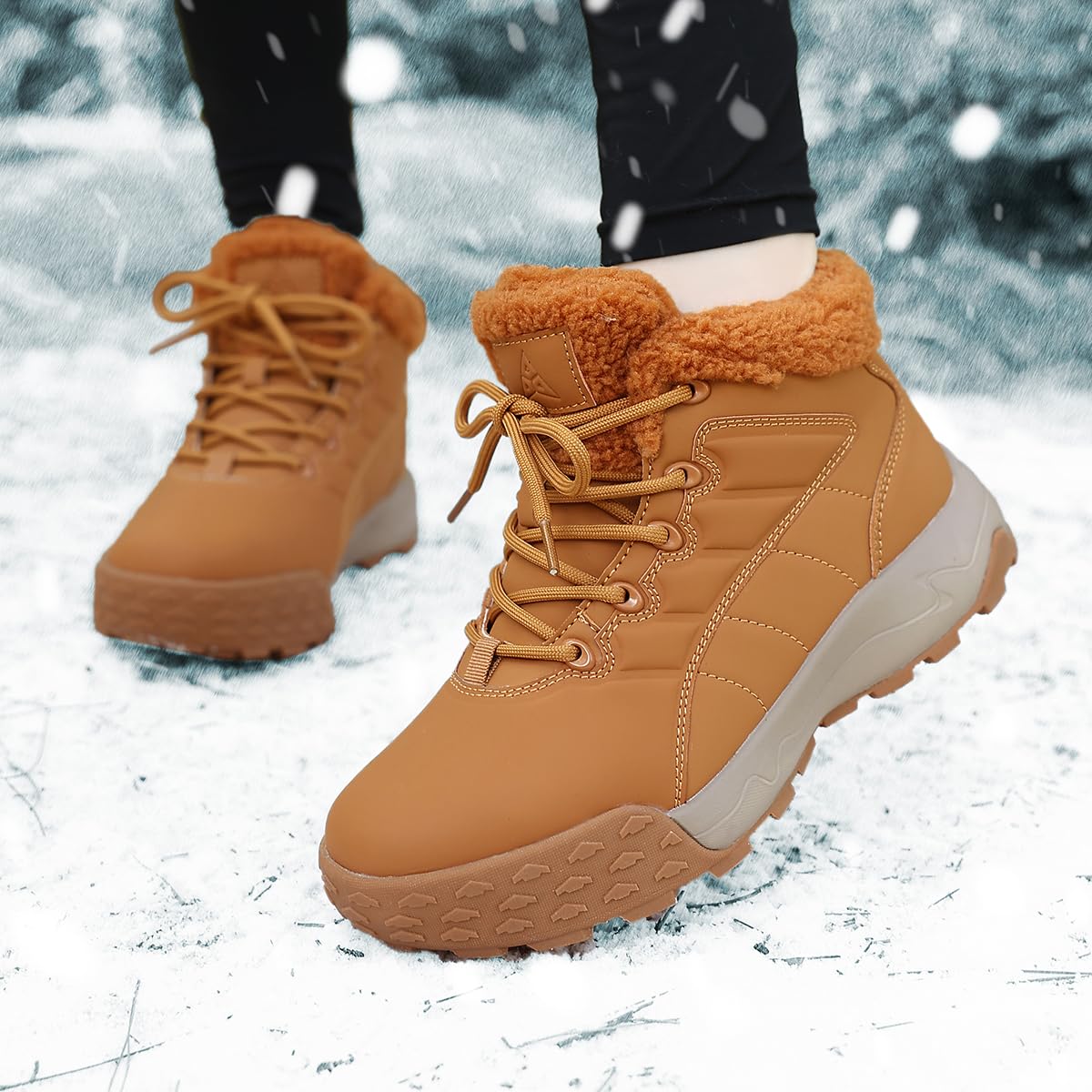 Damen Schneestiefel Warm Gefütterte Wasserdicht Outdoor Rutschfeste Trekking Winterstiefel