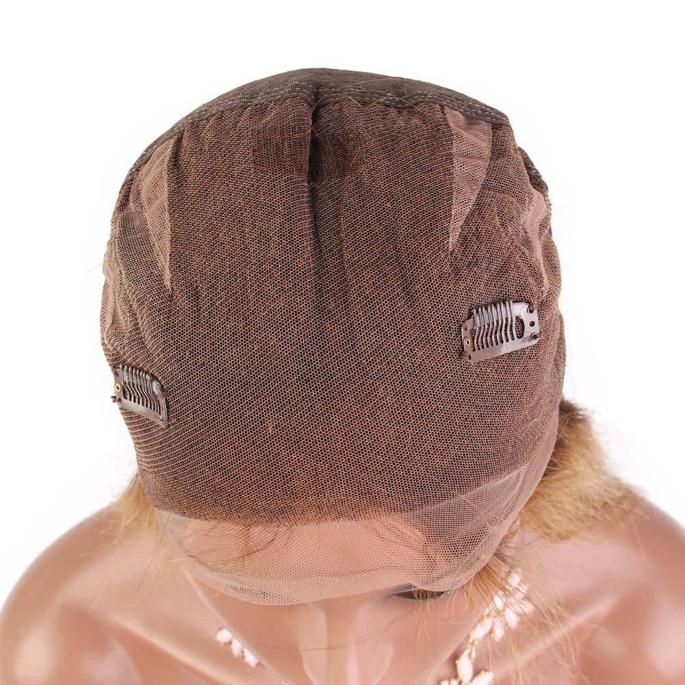 Full Lace Wigs For Black Women 100% Brazilian Virgin Human Hair Straight 4/27# Glueless 130% Density with Baby Hair (14")