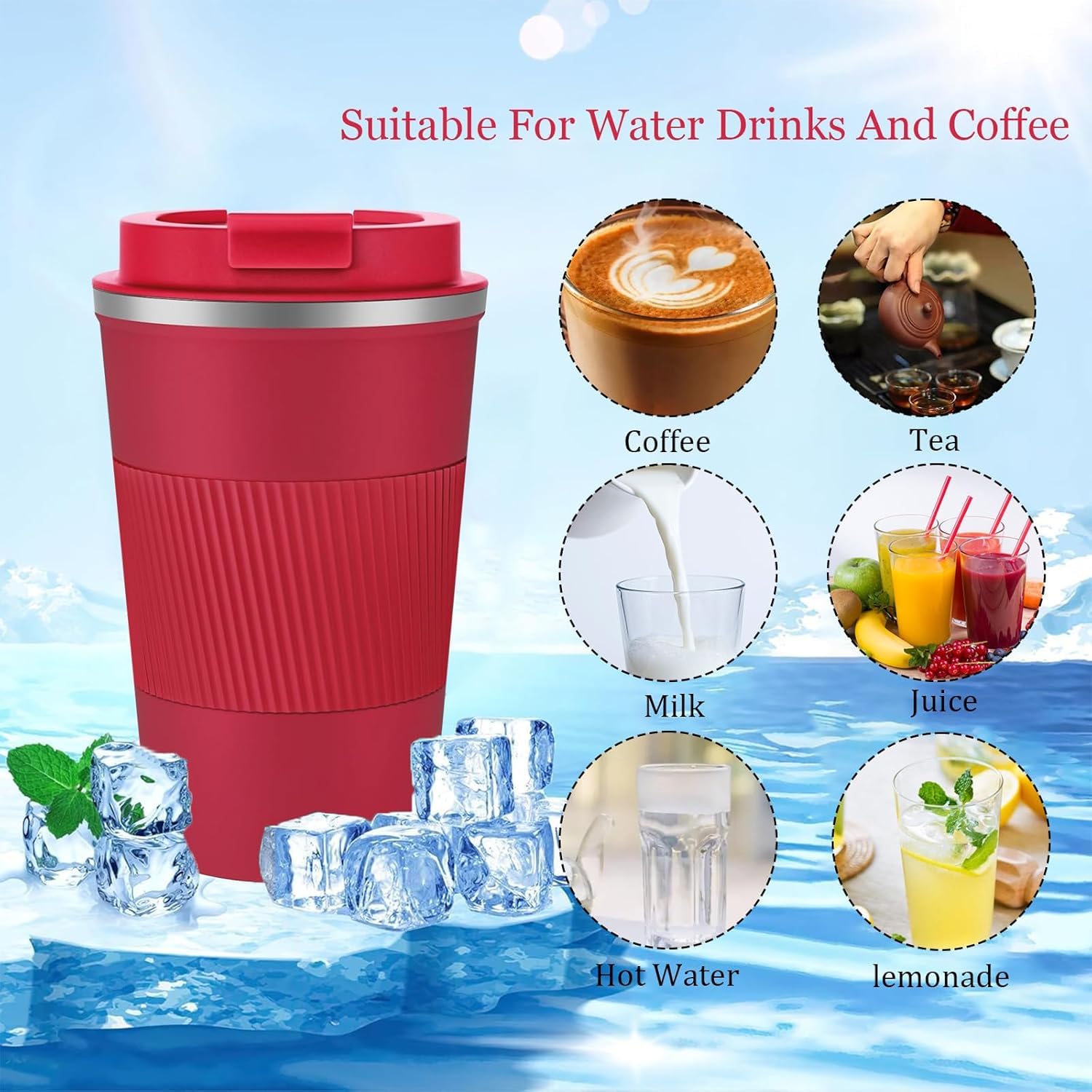 Eastrise Travel Mug,Insulated Coffee Cup with Leakproof Lid,Reusable Travel Coffee Mug,Stainless Steel Coffee Cup for Hot or Cold Drinks(Red/18oz) - Image 4