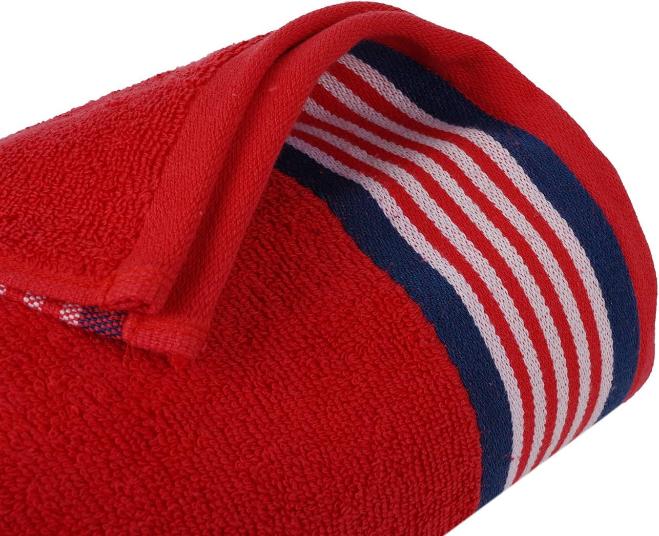 Casa Copenhagen Juego de 6 Toallas de baño 600 gsm-Azul Americano y Rojo | He & She 100% algodón egipcio puro para baño, cocina y ducha: 2 toallas baño, 2 de mano, 2 paños (set regalo mujer y hombre)