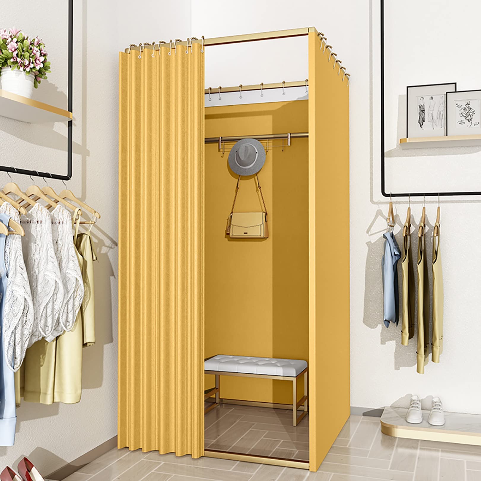 Cabine d'essayage mobile carrée et vestiaire portable pour magasin de vêtements