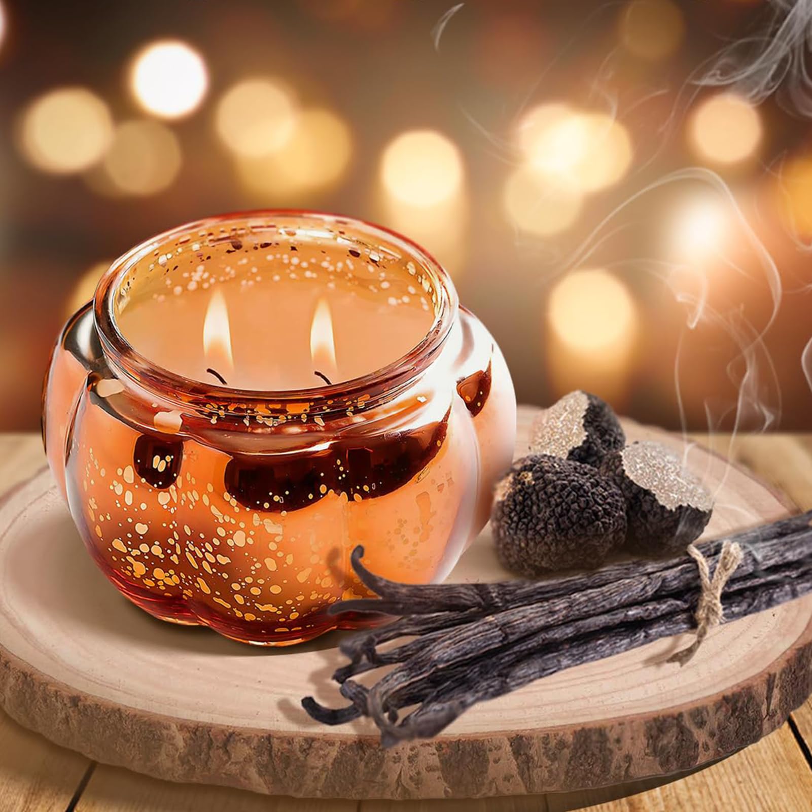Weihnachtsdeko Herbstdeko Duftkerzen, 2er Pack Kürbis Deko Duftkerzen für Herbst Weihnachten Deko Geschenk, Sojakerzen für zu Hause, Große Kerze im Glas mit 2 Dochten, 90 Stunden Brennzeit (Lavendel)